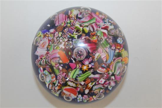 A scrambled glass paperweight, early 20th century, probably Murano, 8cm